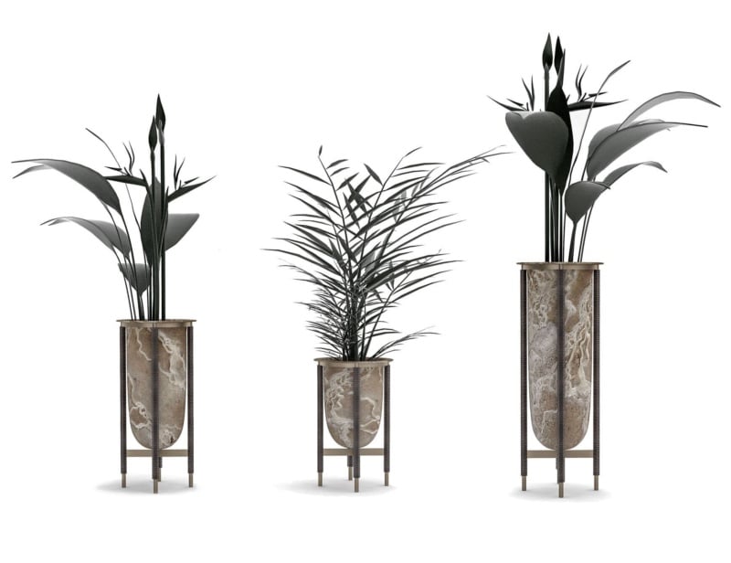 Accra Cachepot modern luxury vase with beige Lecce stone