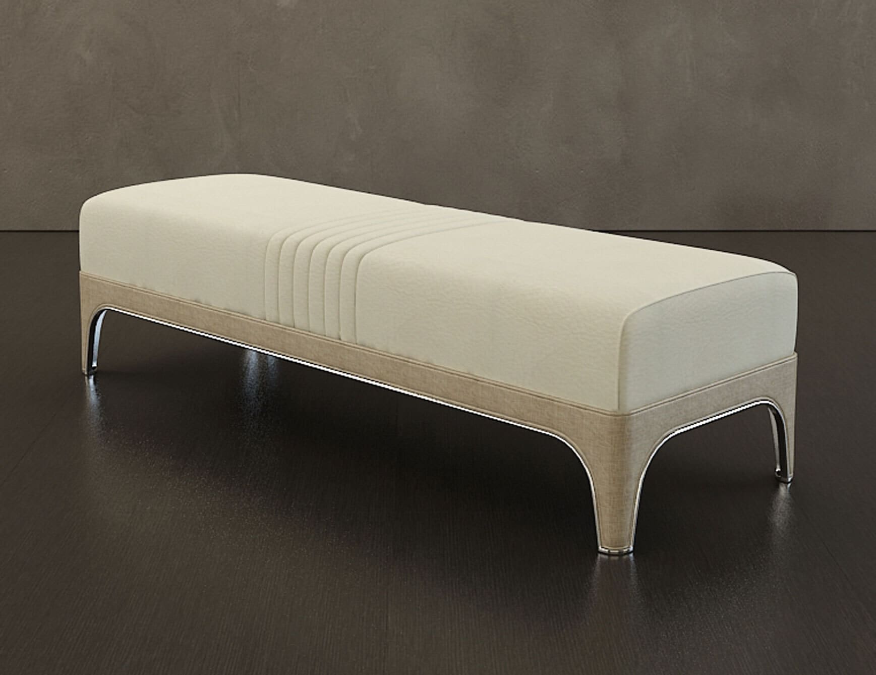Bach modern luxury ottoman bench with cream leather