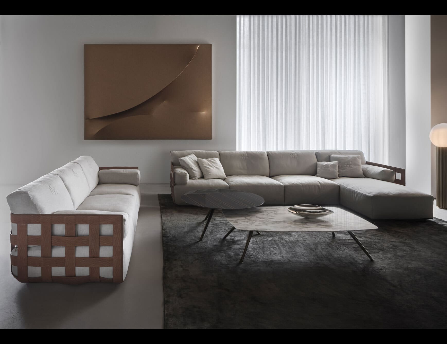 Braid modern luxury sofa chair with grey leather