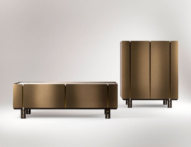 Dromo modern luxury credenza with brown Solid Oak wood