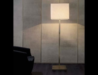 Tata Italian designer floor lamp in chrome. Sizes available: 2 lights (as shown). Base finishes: chrome. Shade finishes: chrome, matt black lacquer, or polished white lacquer. Wall light version is also available. Made in Italy.