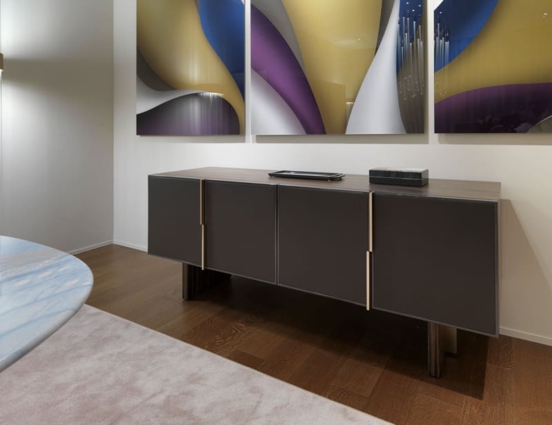 Fine modern luxury credenza with brown Macassar wood