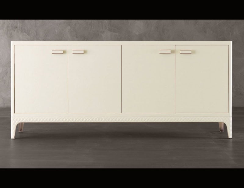 Joi White modern luxury credenza with white leather