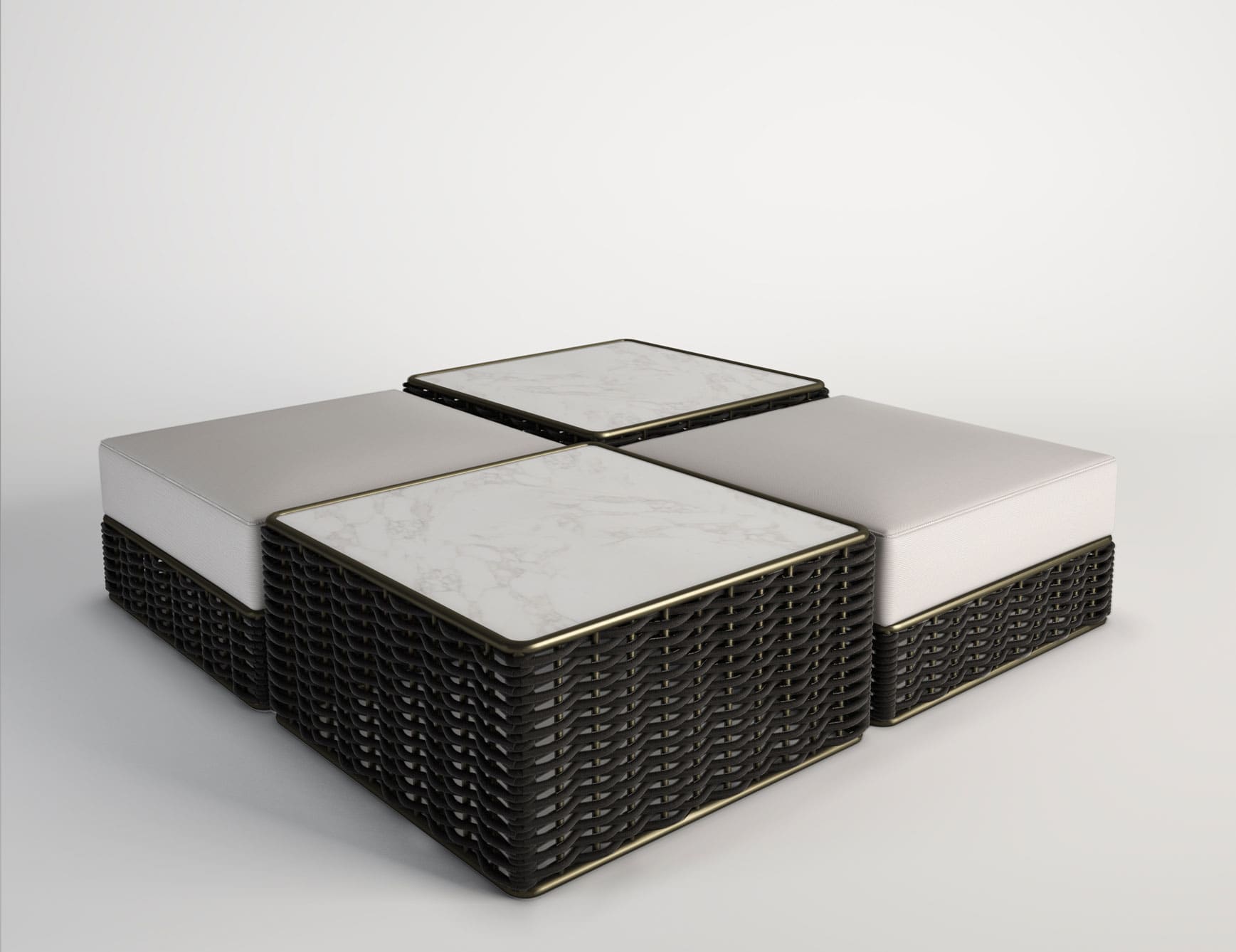 Marina modern luxury coffee table with ivory Calacatta marble