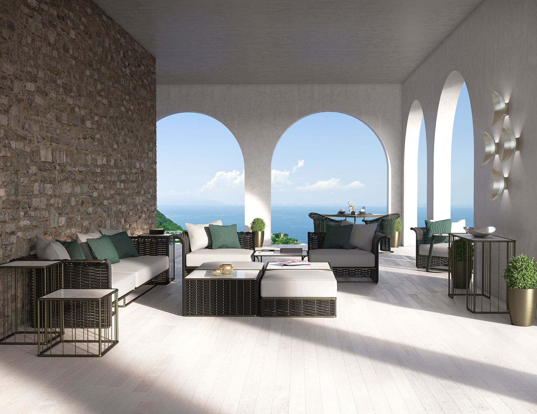 Marina modern luxury coffee table with ivory Calacatta marble