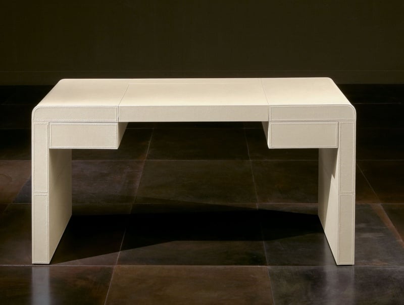 Poker modern luxury vanity table with beige leather