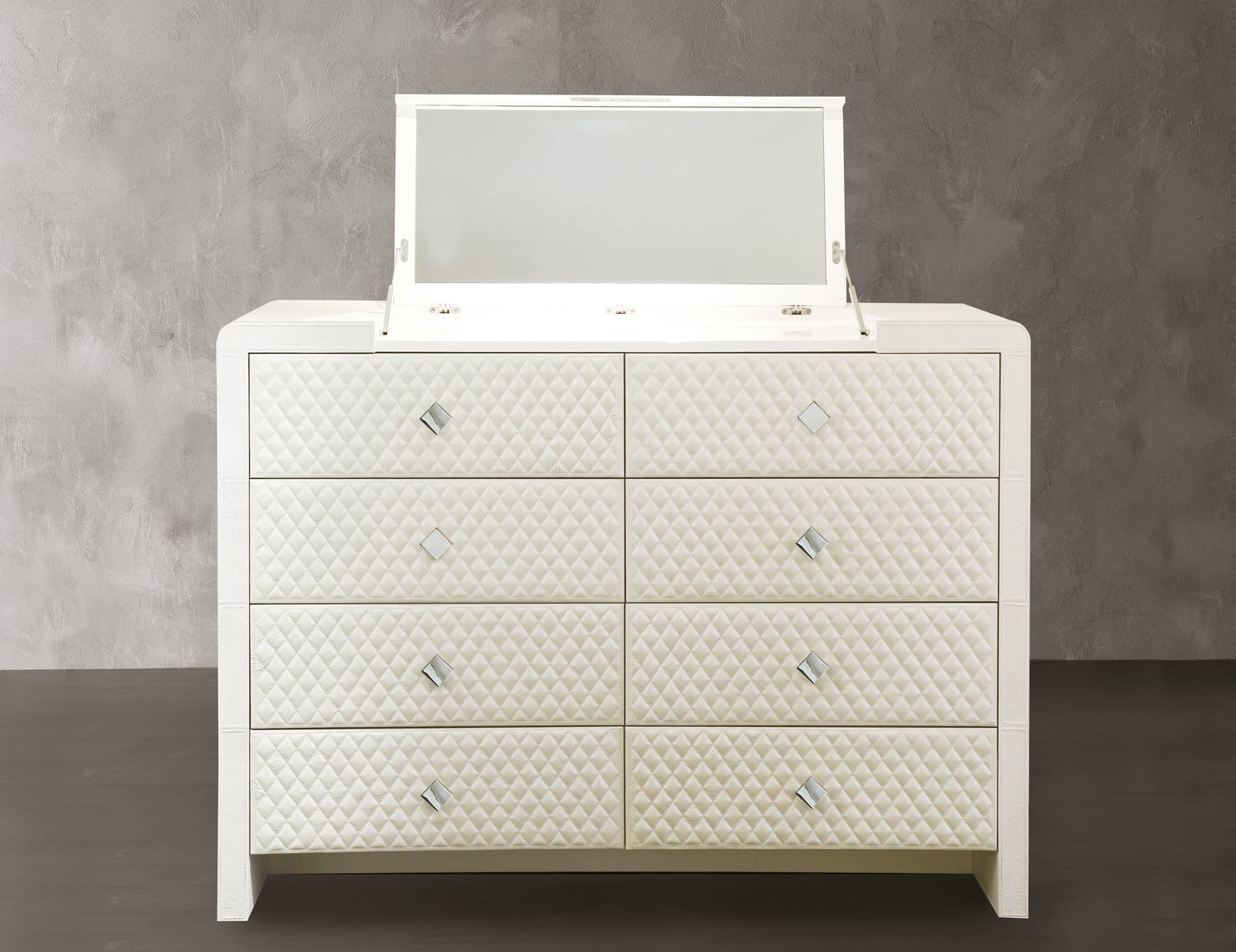 Reko Poker modern luxury chest of drawers with white leather