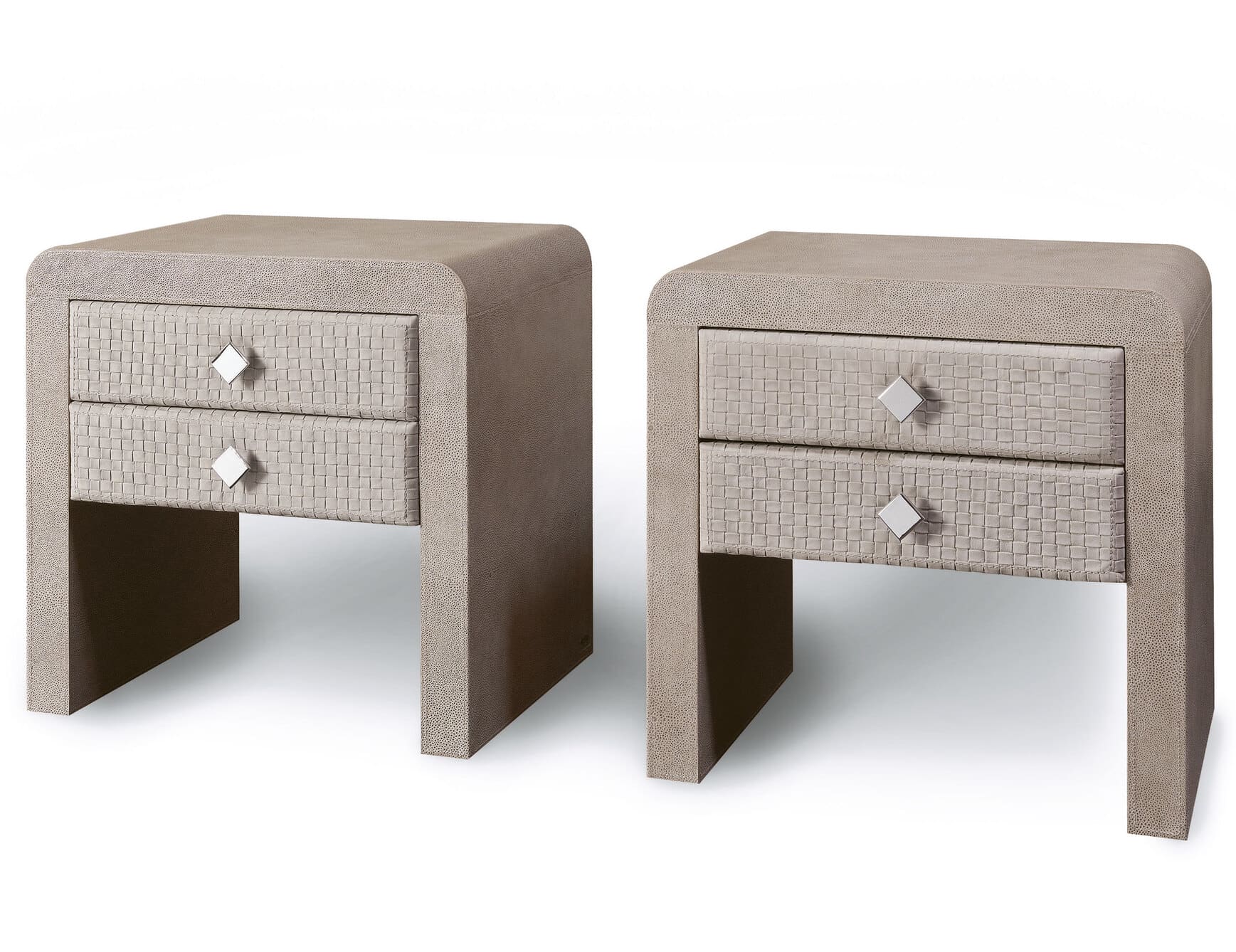Reko modern luxury nightstand with brown leather