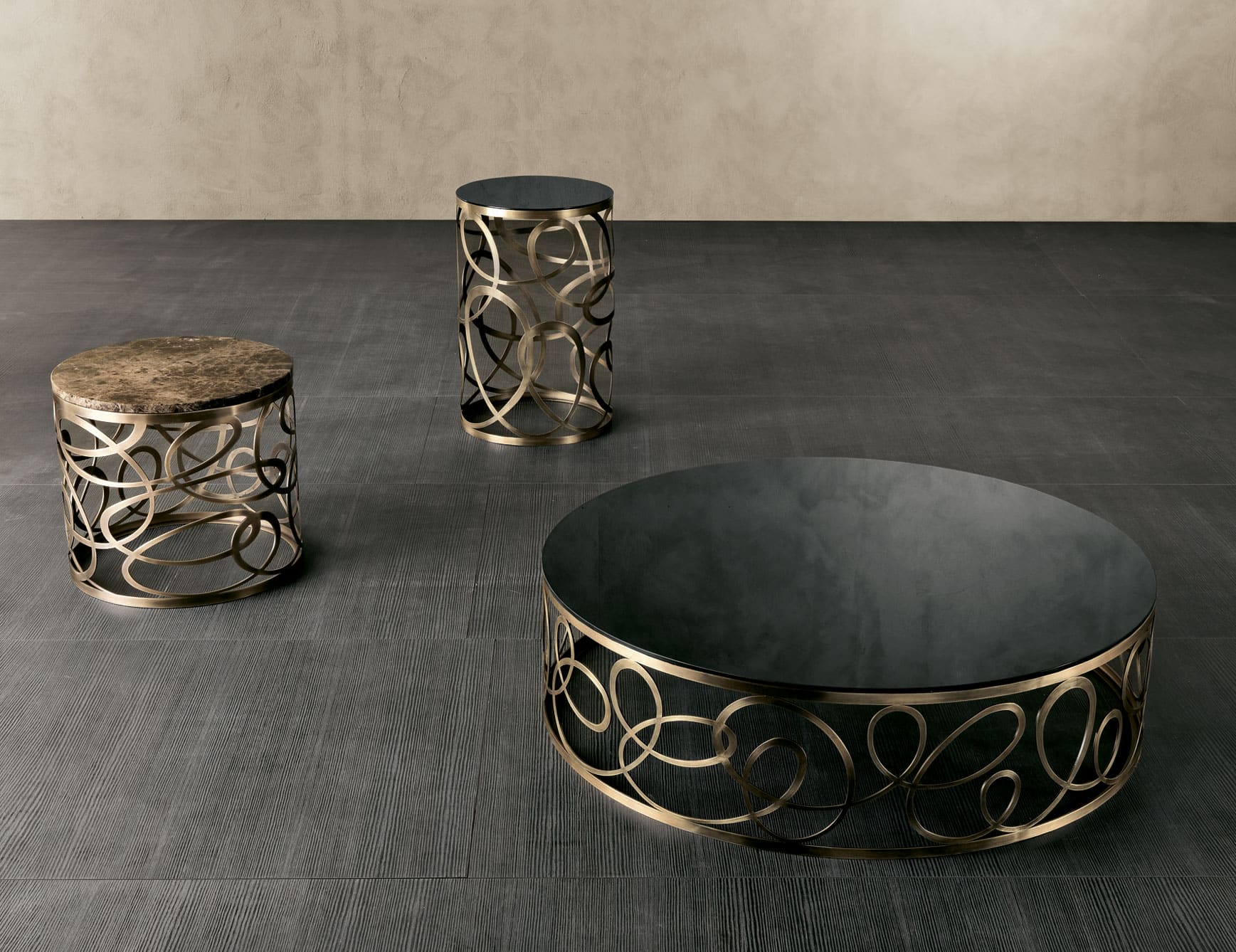 Tourbillon modern luxury coffee table with black metal