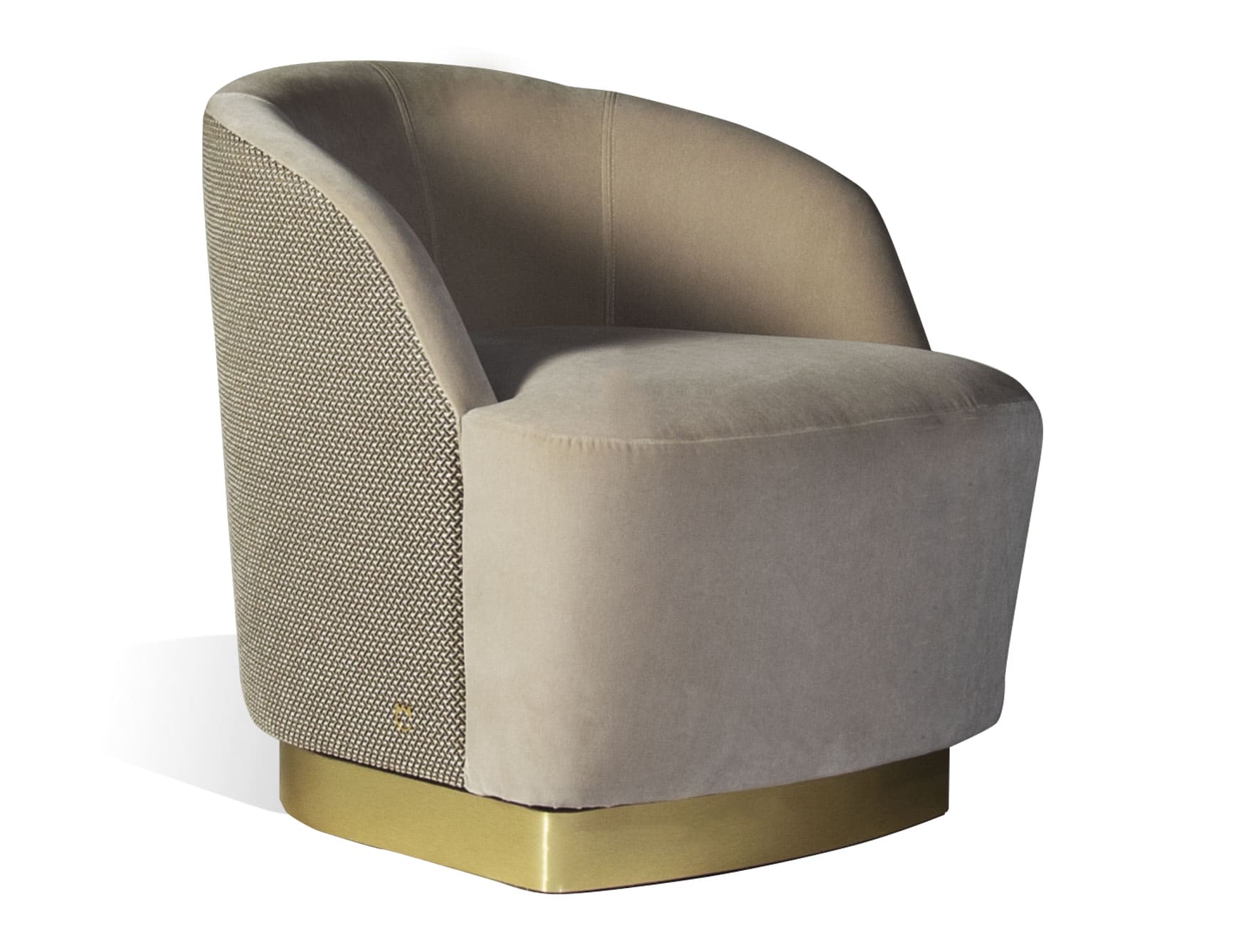 Venice Swing modern luxury swivel chair with beige leather