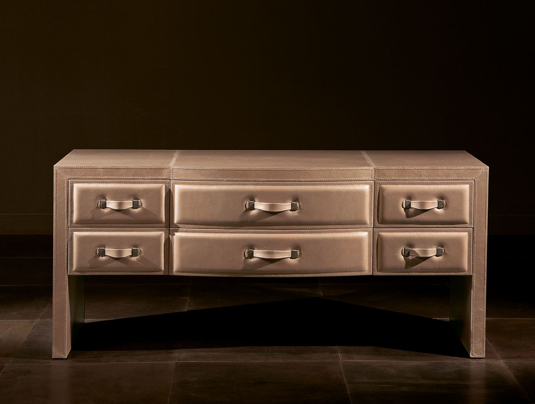 Zion White Lacquer modern luxury chest of drawers with brown lacquered wood