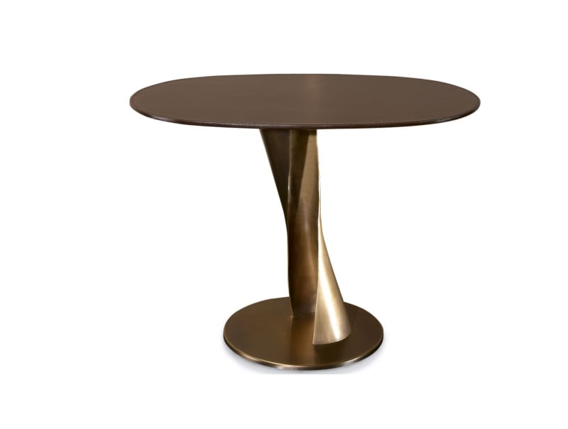 Zoe modern luxury side table with brown metal