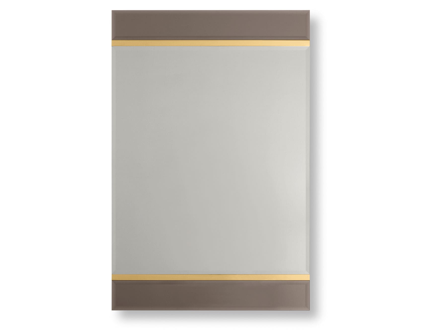 Rectangular wall mirror with brown and gold frame