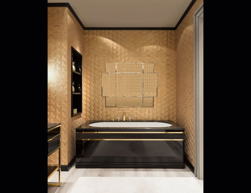 Accademia modern Italian bathtub with black mirrored glass