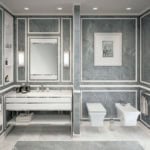 Accademia modern luxury bathroom vanity with white glass