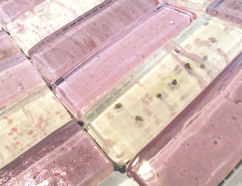 Acqua modern Italian mosaic tiles with pink murano glass