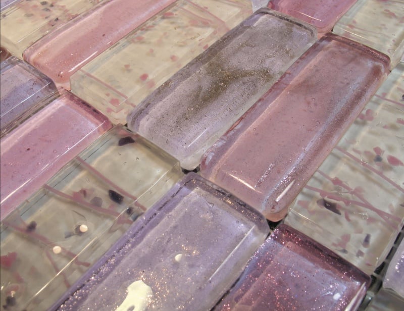 Acqua modern Italian mosaic tiles with purple murano glass