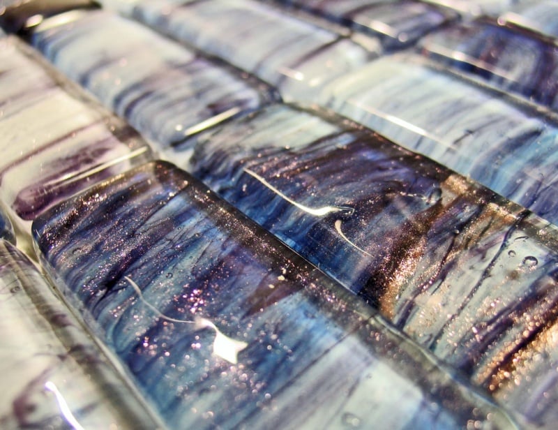 Acqua modern Italian mosaic tiles with purple murano glass