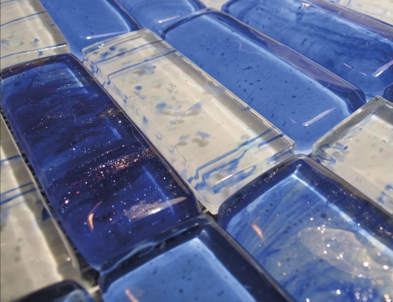 Acqua modern Italian mosaic tiles with blue murano glass