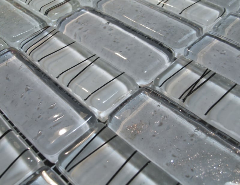 Acqua modern Italian mosaic tiles with grey murano glass