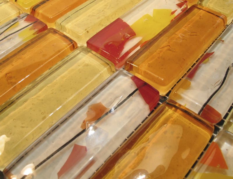 Acqua modern Italian mosaic tiles with yellow murano glass