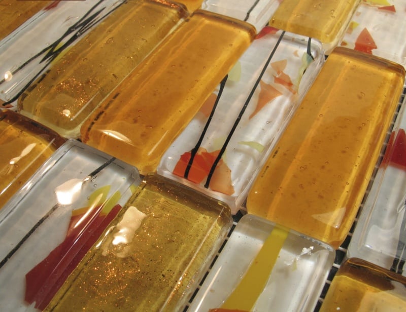 Acqua modern Italian mosaic tiles with yellow murano glass