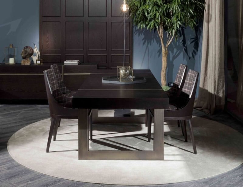 Agatha modern luxury table with brown Oak wood
