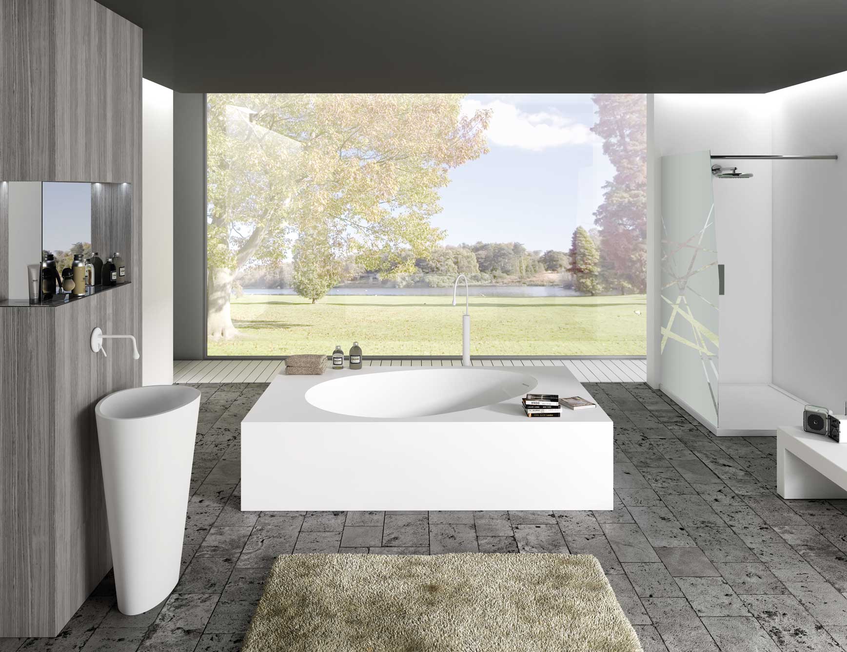 Aki modern luxury bathtub with white resin