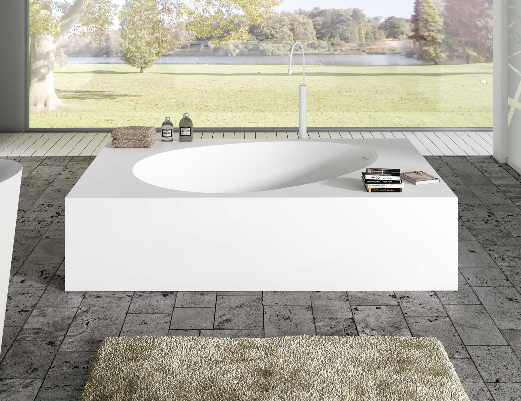 Aki modern luxury bathtub with white resin