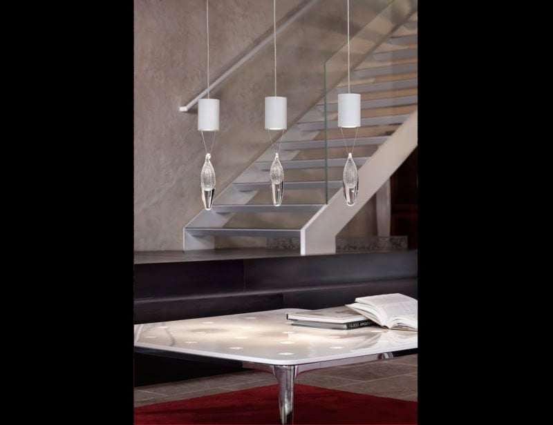 Anima contemporary Italian hanging light with clear glass