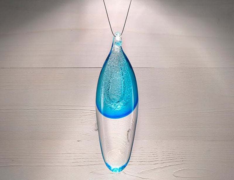 Anima contemporary Italian pendant light with blue glass