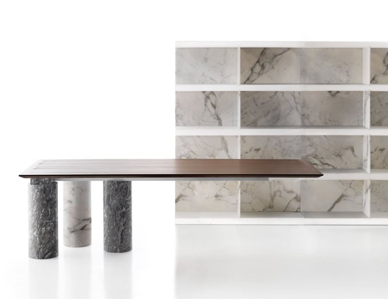 Arcaico contemporary Italian table with brown Larch wood