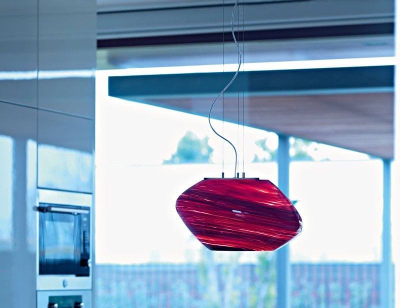 Argo modern Italian hanging light with red glass