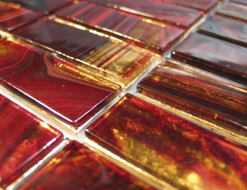 Aria modern luxury mosaic tiles with red murano glass