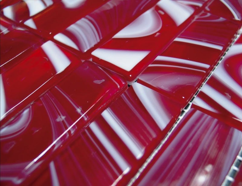 Aria modern luxury mosaic tiles with red murano glass