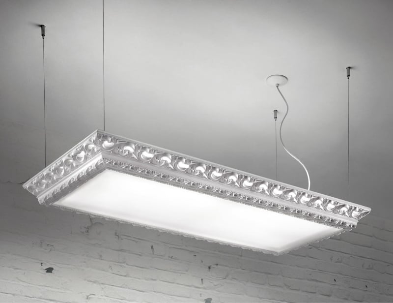 Arte contemporary Italian hanging light with white metal