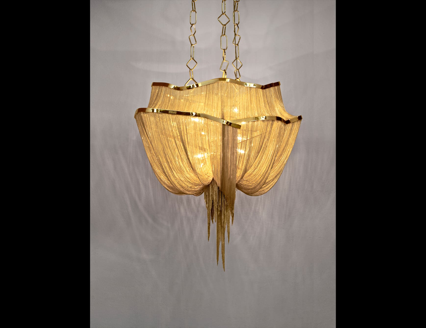 Atlantis contemporary Italian hanging light with gold glass