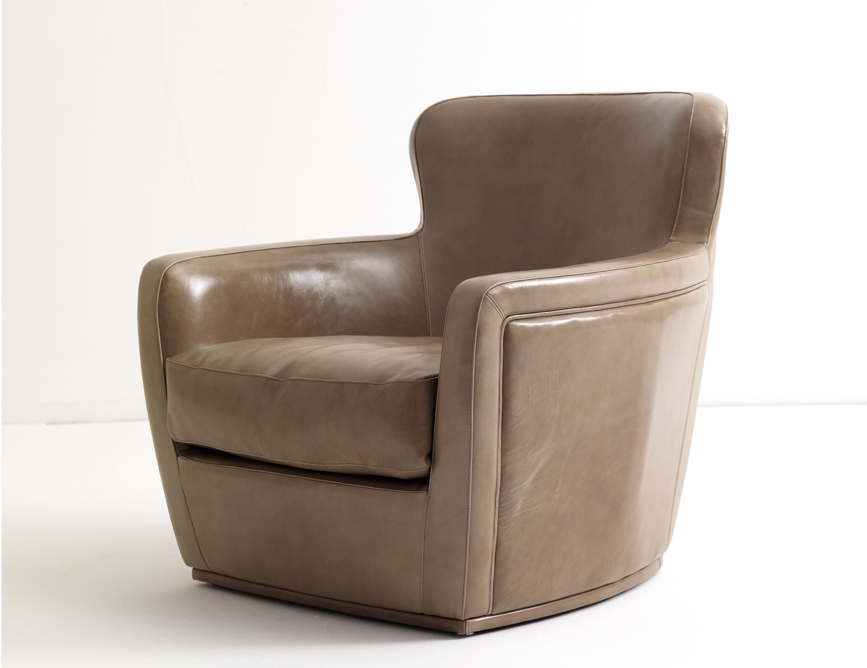 Betty modern Italian swivel chair with beige leather