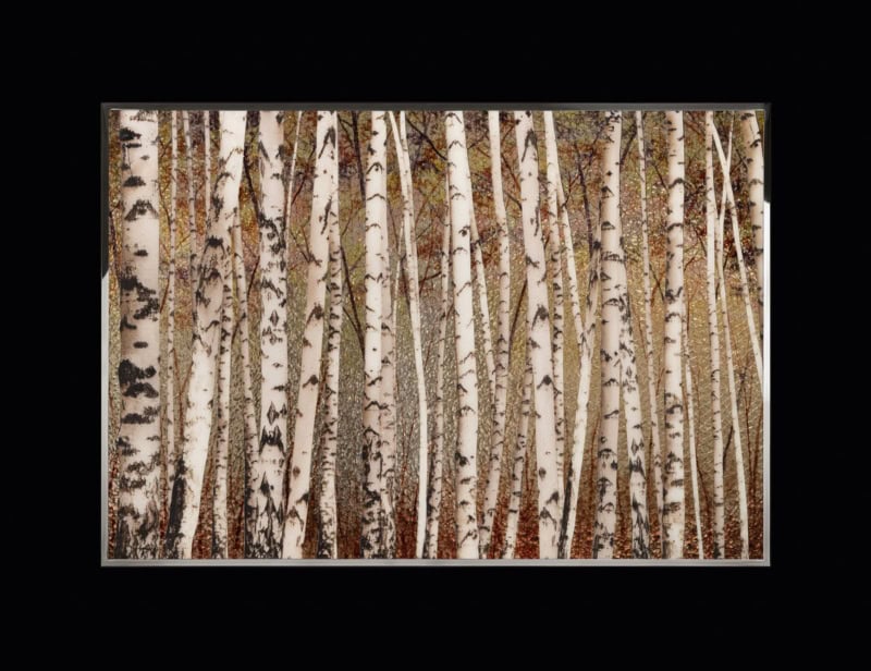 Birches modern luxury art with beige glass