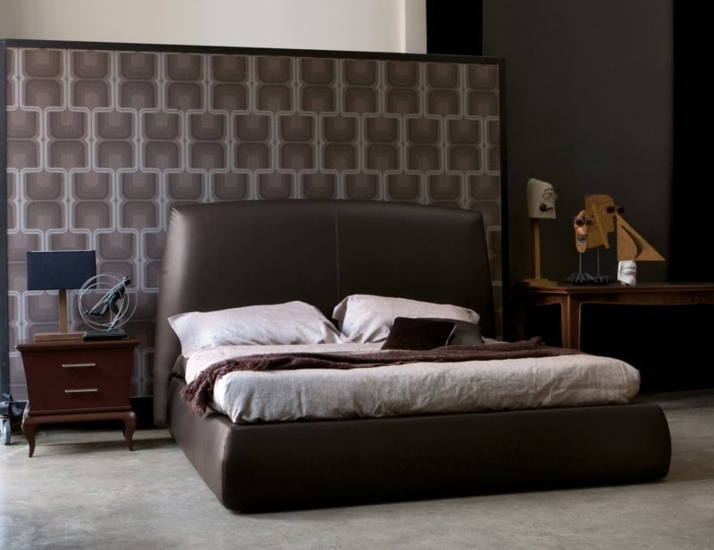 Bold (BED) modern luxury storage bed with brown leather