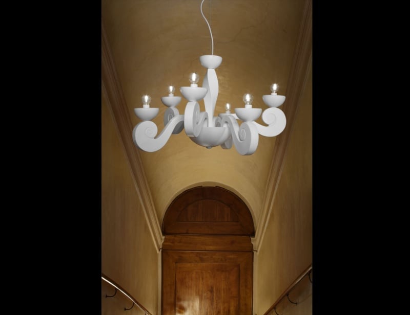 Botero contemporary Italian hanging light with white metal