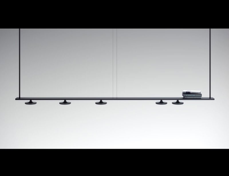 Button modern Italian hanging light with grey metal