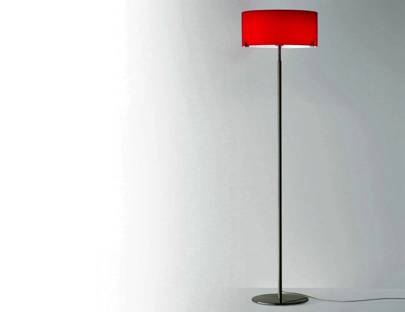 CPL contemporary Italian floor lamp with red glass