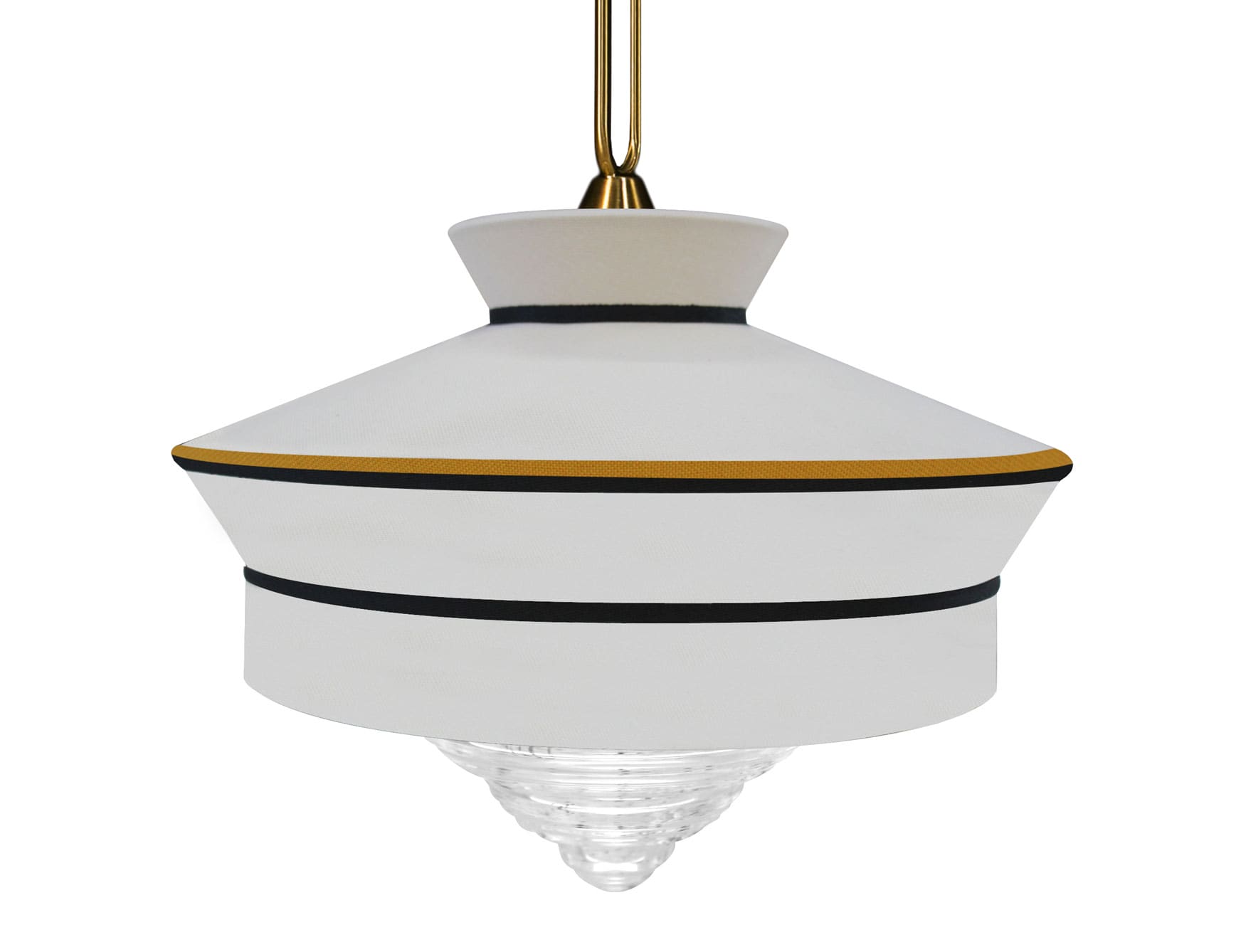 Calypso contemporary Italian pendant light with white fabric