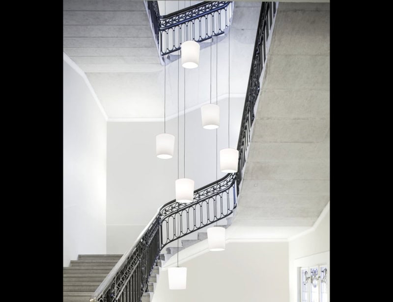 Chorus S1 contemporary Italian hanging light with white glass