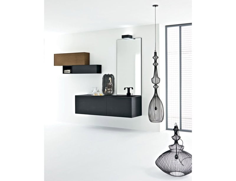 Composition 1 modern luxury bathroom vanity with black Slate paperstone