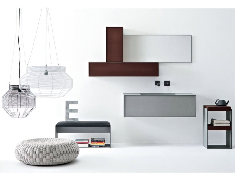 Composition 2 modern luxury bathroom vanity with grey pewter paperstone