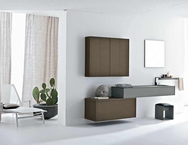 Composition 3 modern luxury bathroom vanity with brown pewter paperstone