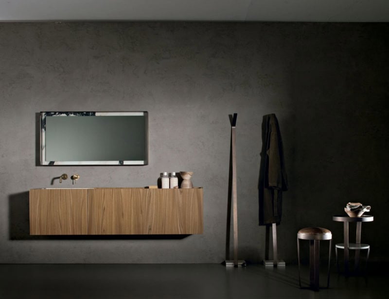 Composition 4 modern Italian bathroom vanity with brown Olmo  wood