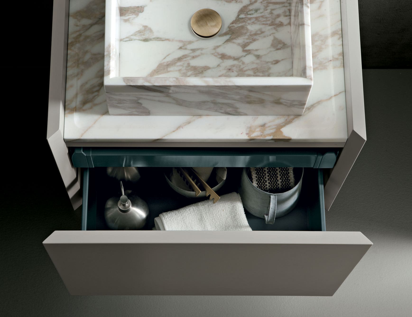 Composition 6 modern Italian bathroom vanity with grey Oak wood